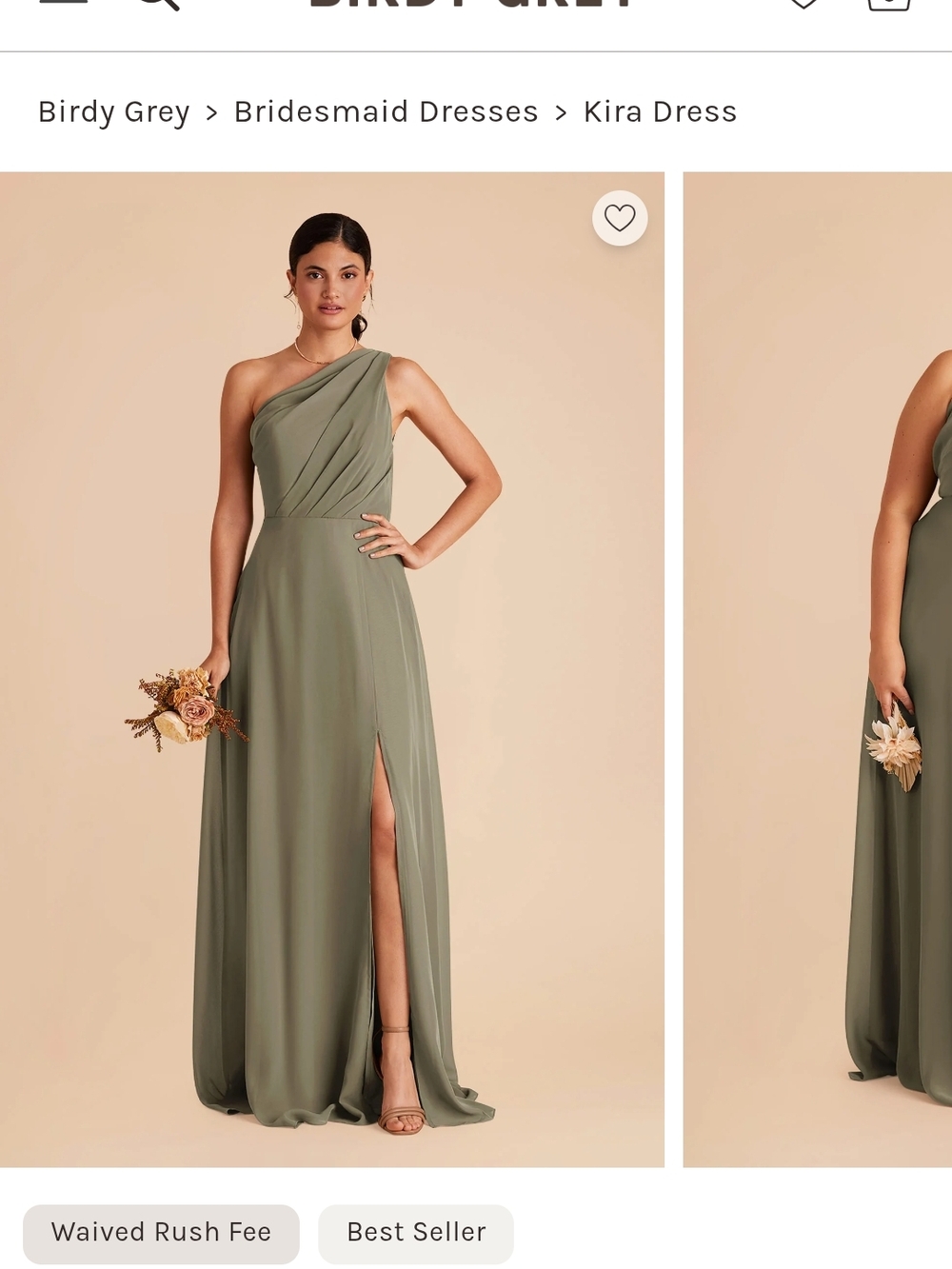 Azazie One-Shoulder Bridesmaids Dress in Thyme